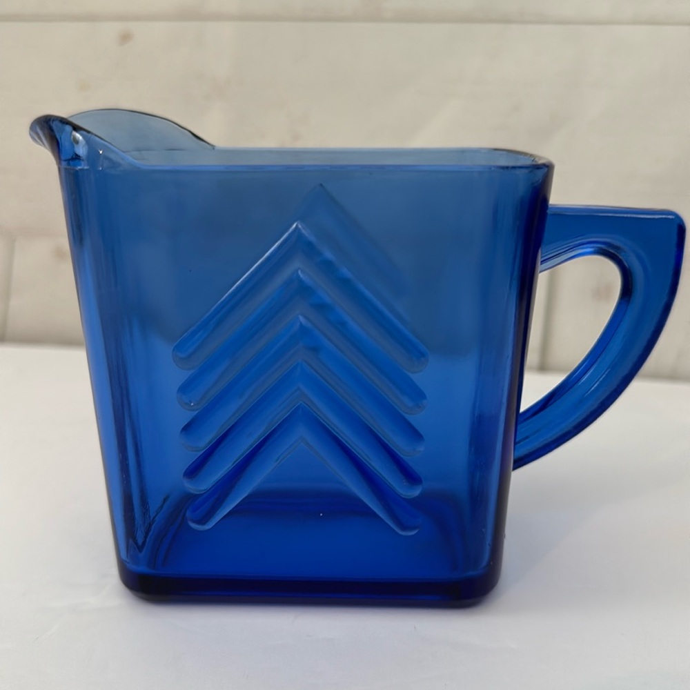 Hazel Atlas Vintage Cobalt Blue Small Pitcher Creamer Syrup Gravy Depression Era